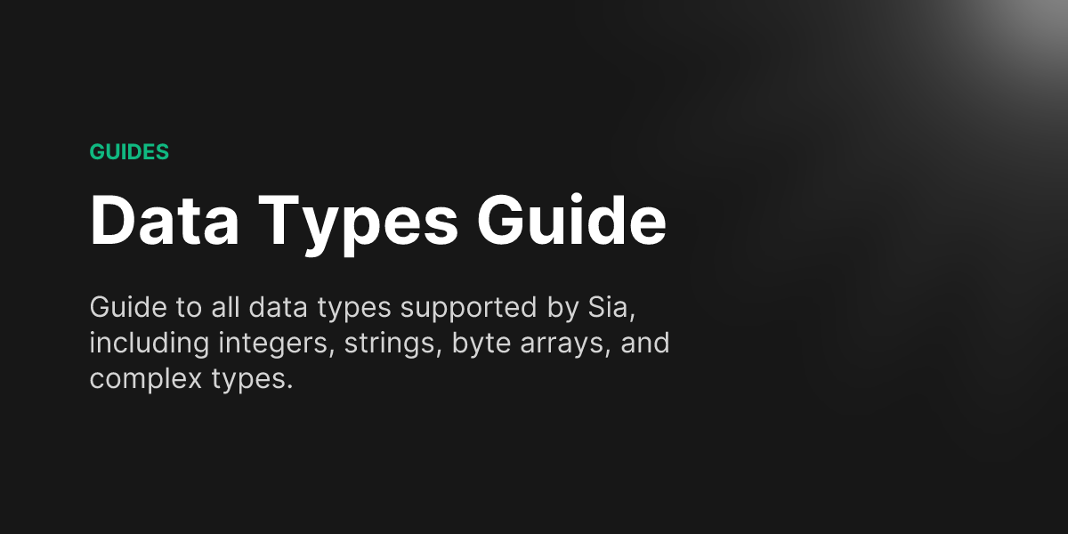 Data Types Guide - Sia